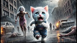 Tragic Kitten Fights Zombies To Save Mother Cat  Sad Ai Cat Story [upl. by Sarat]