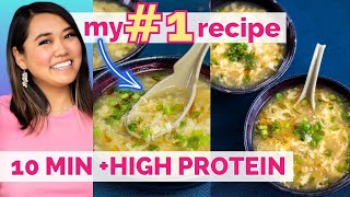 THE BEST Egg Drop Soup Recipe High PROTEIN SUPER EASY [upl. by Adiaj]