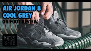 Air Jordan 8 Cool Grey ON FOOT Review  Kicks and Fits [upl. by Yevad451]