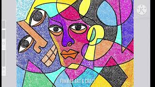 Cubism Picasso inspired Abstract portrait  Cubism art lesson for kids  How to draw Cubism faces [upl. by Mure]