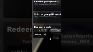 Redeeming New Rivals Codes Roblox roblox rivals [upl. by Oahc]