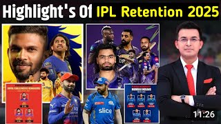 IPL 2025 Retention MS Dhoni Rohit Sharma Virat retained Pant Iyer released Know Top Highlights [upl. by Ydualc]