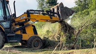 Grass Cutting Is Being Done To Create Arable Land Backhoe Loader 3DX Machine [upl. by Enahsal]