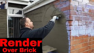 How I Render Brick Walls Outside Exterior cement rendering acrylic [upl. by Jessamine]