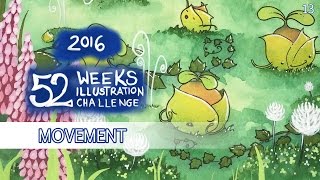 Movement  Watercolor Speedpaint Illustration 52 Weeks Illustration Challenge  week13 [upl. by Bunder827]