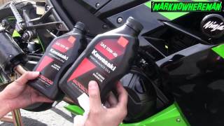 How to change the Oil amp Filter of a Motorcycle Kawasaki Ninja 300 SE [upl. by Leorsiy]