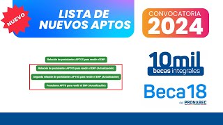 Beca 18 2024  Lista de NUEVOS APTOS para rendir el EXAMEN NACIONAL DE PRESELECCIÓN BECA 18 2024 🎯 [upl. by Raman]