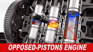 Opposed Piston Diesel Engine explained  A comprehensive animation [upl. by Ledda]