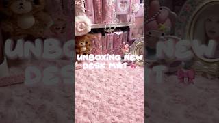 Unboxing new desk mat  pusheen keychain🍥🎀newjeans kpop desksetup pink sanrio cute deskmat [upl. by Nived]