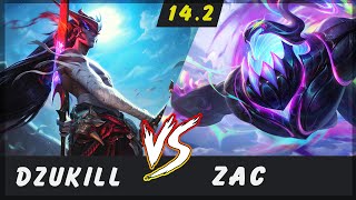 Dzukill  Yone vs Zac TOP Patch 142  Yone Gameplay [upl. by Travis]