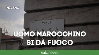 Marocchino si dà fuoco davanti alla polizia [upl. by Robina911]