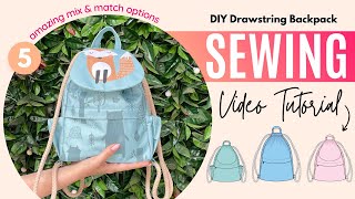 ZOE  DIY versatile diy drawstring backpack pattern full process tutorial  sewing pattern [upl. by Lymn]