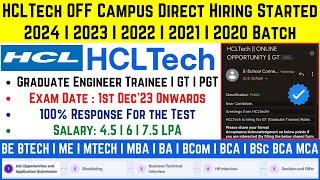 HCL Tech OFF Campus Recruitment Drive 2024  2023  2022  2021 Batch  HCL Tech Fresher Mass Hiring [upl. by Ahsiuq]