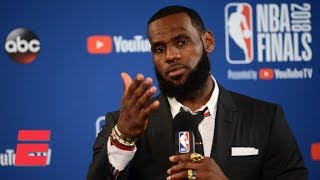 LeBron walks out of Game 1 news conference after question about JR Smiths blunder  2018 NBA Finals [upl. by Suoirad]