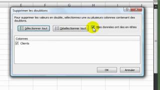 Suppression des doublons avec Excel 2007 [upl. by Eynaffit]