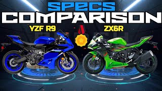 2025 Yamaha YZF R9 🆚️ Kawasaki ZX6R  Quick Specs Comparison  Which one would you buy [upl. by Haissem834]