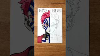 Drawing AKAZA as Demon vs Human  Demon Slayer pt 2 shorts [upl. by Georgeanna]