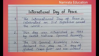 10 lines on International Day of Peace in English  Short Essay on World Peace Day 21 September [upl. by Sheets]