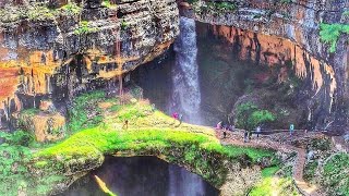 Lebanon The Balaa Gorge sinkhole Waterfall in Tannourine April 20 2021 [upl. by Horatio]