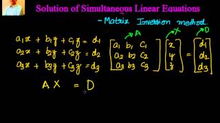 Matrices Matrix Inversion Method [upl. by Akilaz]