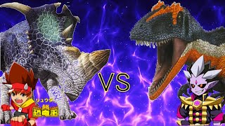 【Dinosaur King】パキリノサウルス VS戦慄オメガフェニックス Goma Eocarcharia 【恐竜キング】 [upl. by Einuj]