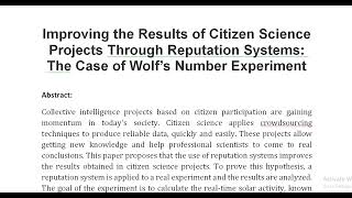 Improving the Results of Citizen Science Projects Through Reputation Systems The Case of Wolf’s Numb [upl. by Yaya]