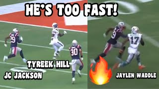 Tyreek Hill amp Jaylen Waddlle Vs JC Jackson 🔥 Dolphins Vs Patriots 2023 highlights [upl. by Hakym118]