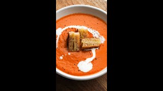 Roasted Red Pepper and Tomato Soup with Garlic Confit Grilled Cheese Bites [upl. by Idarb]