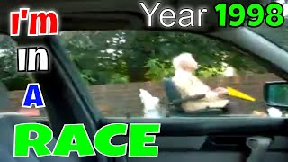 Racing an Angry Old Person in Mobility Scooter  Clip from 1998 [upl. by Rechaba]