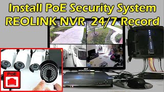 How To Install Home Security Camera System 247 Recording NVR REOLINK [upl. by Winnah]