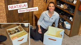 NEATJELAI Shoe Organizer with clear lid and handles shoeorganizer shoebox organization [upl. by Prochoras]