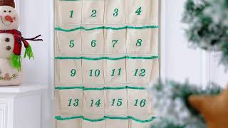 Customization Canvas Calendar Embroidery Wooden Hanging 24 Pockets Christmas Advent Calendar [upl. by Eskill]