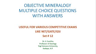 Obj Mineralogy MCQ 12 [upl. by Yovonnda]