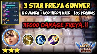 3 STAR FREYA GUNNER 115000 DAMAGE FREYA MAGIC CHESS MOBILE LEGENDS BANG BANG [upl. by Nydroj582]