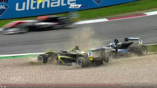 Lando Norris crash with Ralf Aron  Red Bull Ring FIA F3 Round 3 [upl. by Leinnad]