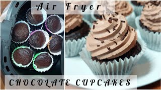 Best ever Chocolate Cupcakes in Air Fryer  Delicious moist cupcakes recipe  quick amp easy [upl. by Karlow]