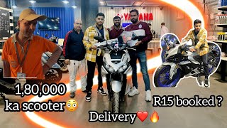 Finally Taking delivery of Yamaha Aerox 155 180 Lakh ka scooter😳 aerox delivery [upl. by Zenitram]