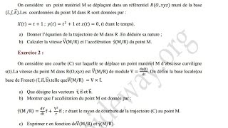 Examen 1 partie 1 Mécanique de point matériel S1 Contrôle تطوان  SMPC SMIA ENSA MIPC MI [upl. by Meara]