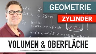 Wie berechne ich das Volumen und die Oberfläche eines Zylinders  Drehzylinder [upl. by Ramin]