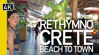 Beautiful Rethymno Crete  Beach Town 4K Walk [upl. by Aicinod778]