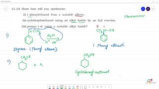 Show how will you synthesisei 1phenylethanol from a suitable alkeneii cyclohexylmethanol [upl. by Niabi]