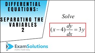 Solving a Differential Equation by separating the variables 2  ExamSolu [upl. by Cope]