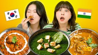 Koreans Try Indian Food For The First Time Chicken Makhni Palak Paneer Mutton Curry  KATCHUP [upl. by Whitcomb]