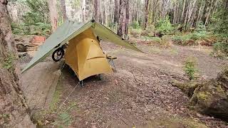 Ebike camping Helinox Cot with Natureshike Cannyon 1P tent Tern GSD R14 [upl. by Gae403]