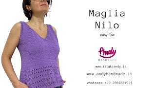 Tutorial Maglia Nilo lavorata ai ferri easy knit Andy Handmade [upl. by Naltiak]