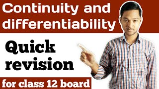 Continuity and differentiability quick revision of important topics for class 12 board exam [upl. by Yrdnal50]