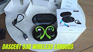 Dascert Q38 Noise Cancelling Wireless Earbuds Review  Sport Bluetooth Headphones with Earhooks [upl. by Aral]