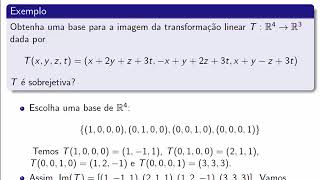 Transformações Lineares Obtendo uma base para a Imagem [upl. by Aerb]