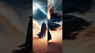 A wizard arms upraised controlling whirling storm wind in a sand desert painting art shorts [upl. by Benjie]