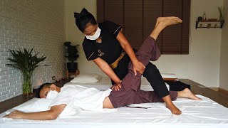 Most Incredible THAI WARRIOR MASSAGE Therapy in Bangkok Thailand MUST TRY [upl. by Cohligan]